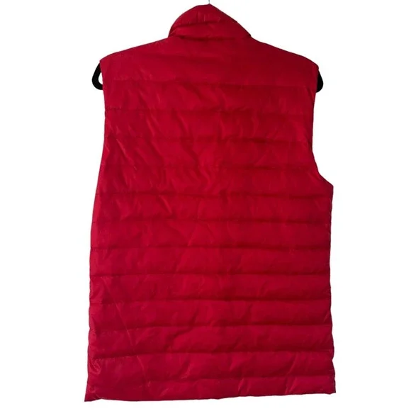 Jack Wills Red Down Filled Spell Logo Full Zip Quilted Puffer Vest Womens Small - Picture 2 of 8